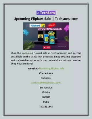 Upcoming Flipkart Sale  Techsonu