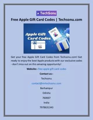 Free Apple Gift Card Codes  Techsonu