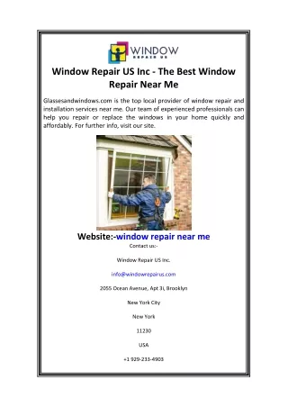 Window Repair US Inc - The Best Window Repair Near Me