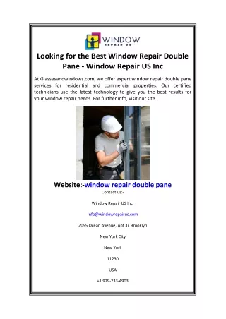 Looking for the Best Window Repair Double Pane - Window Repair US Inc