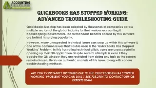 A proper guide to troubleshoot QuickBooks Has Stopped Working Issue