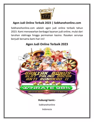 Agen Judi Online Terbaik 2023 Sobhanehonline.com