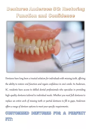 Dentures Anderson SC Restoring Function and Confidence