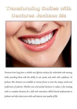 Transforming Smiles with Dentures Jackson Ms