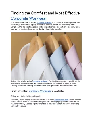 Finding the Comfiest and Most Effective Corporate Workwear