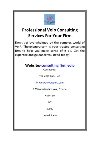 Professional Voip Consulting Services For Your Firm