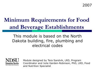 Minimum Requirements for Food and Beverage Establishments