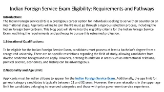 Indian Foreign Service Exam Eligibility Requirements and Pathways