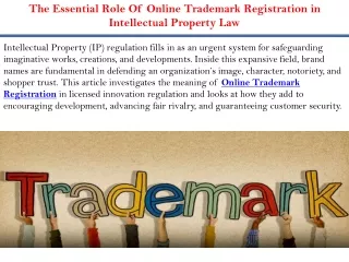 The Essential Role Of Online Trademark Registration in Intellectual Property Law