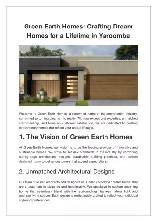 Green Earth Homes Crafting Dream Homes for a Lifetime in Yaroomba