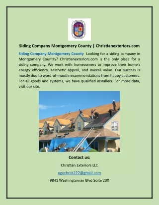 Siding Company Montgomery County | Christianexteriors.com