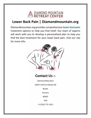 Lower Back Pain | Diamondmountain.org