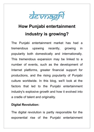 How Punjabi entertainment industry is growing?