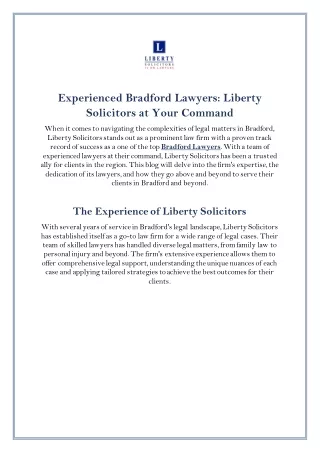Bradford Lawyers | LibertySolicitors.co.uk