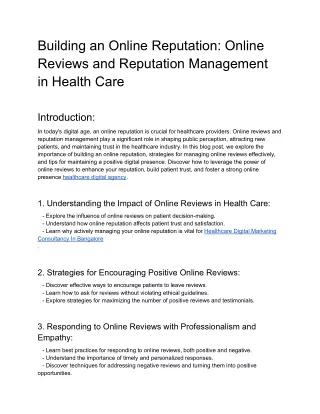 Building an Online Reputation_ Online Reviews and Reputation Management in Health Care