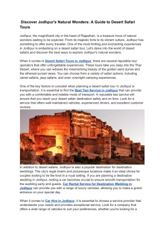 _ Discover Jodhpur's Natural Wonders_ A Guide to Desert Safari Tours