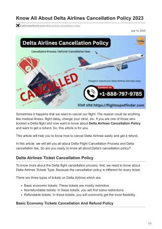 Know All About Delta Airlines Cancellation Policy 2023