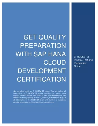 Get Quality Preparation with SAP HANA Cloud Development Certification