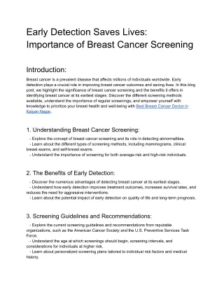 Early Detection Saves Lives_ Importance of Breast Cancer Screening