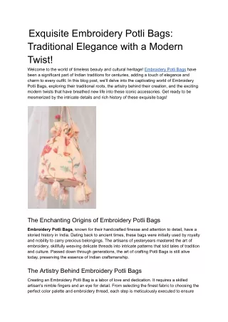 Exquisite Embroidery Potli Bags_ Traditional Elegance with a Modern Twist