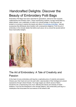 Handcrafted Delights_ Discover the Beauty of Embroidery Potli Bags