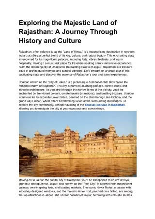 Exploring the Majestic Land of Rajasthan_ A Journey Through History and Culture