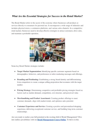 What Are the Essential Strategies for Success in the Retail Market?
