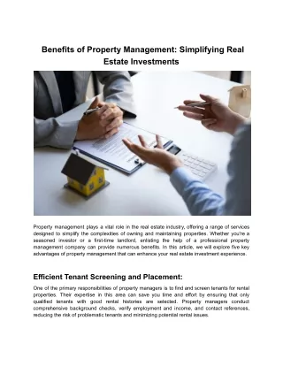 Benefits of Property Management Simplifying Real Estate Investments