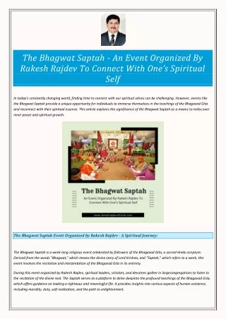 The Bhagwat Saptah - An Event Organized By Rakesh Rajdev To Connect With One’s Spiritual Self