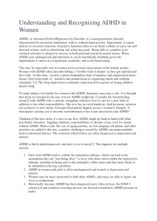 Understanding and Recognizing ADHD in Women