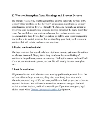 12 Ways to Strengthen Your Marriage and Prevent Divorce