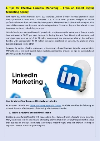 6 Tips for Effective LinkedIn Marketing – From an Expert Digital Marketing Agenc