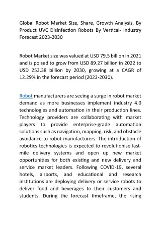 Global Robot Market Size