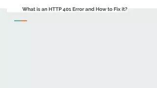 HTTP 401 Error and How to Fix it