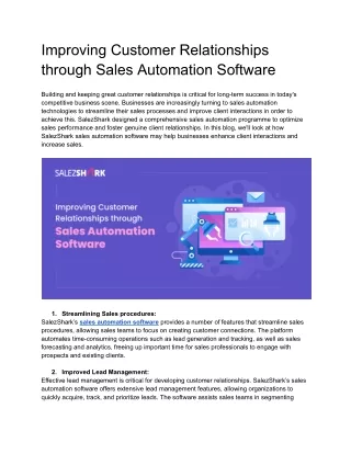 Improving Customer Relationships through Sales Automation Software