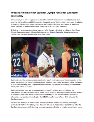 Toupane remains French coach for Olympic Paris after EuroBasket controversy