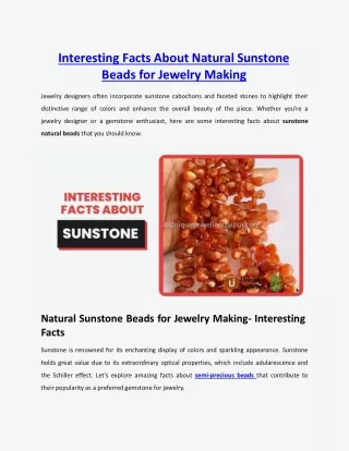 Interesting Facts About Natural Sunstone Beads for Jewelry Making