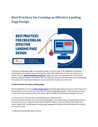 Best Practices for Creating an Effective Landing Page Design