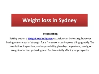Weight loss in Australia