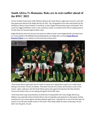 South Africa Vs Romania Boks are in real conflict ahead of the RWC 2023