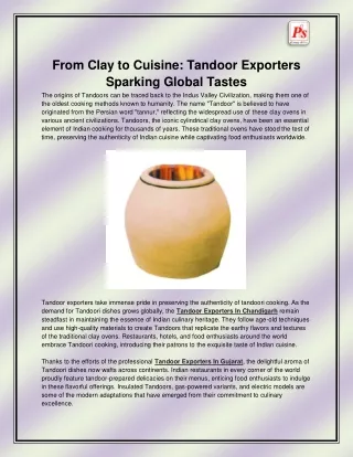 Tandoor Exporters In Chandigarh