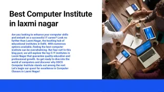 Best Computer Institute in laxmi nagar