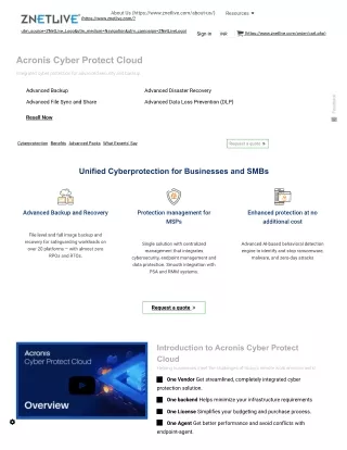 Learn about Acronis Cyber Protect Cloud & Solutions| ZNetLive