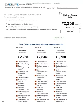 Know the benefits of Acronis Cyber Protect Home Office | ZNetLive