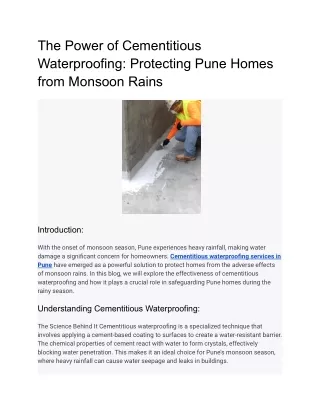 The Power of Cementitious Waterproofing_ Protecting Pune Homes from Monsoon Rains