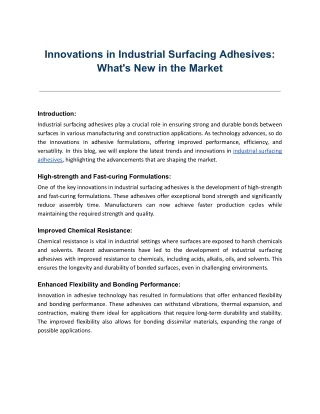 Innovations in Industrial Surfacing Adhesives_ What's New in the Market