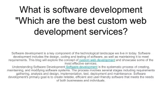 What is software development _Which are the best custom web development services_