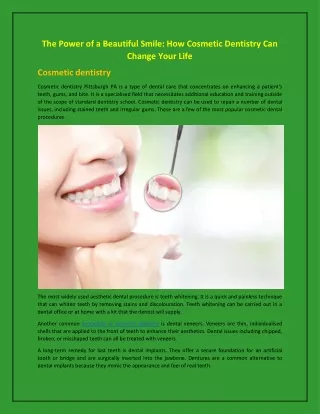 The Power of a Beautiful Smile: How Cosmetic Dentistry Can Change Your Life