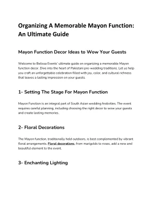 Organizing A Memorable Mayon Function An Ultimate Guide