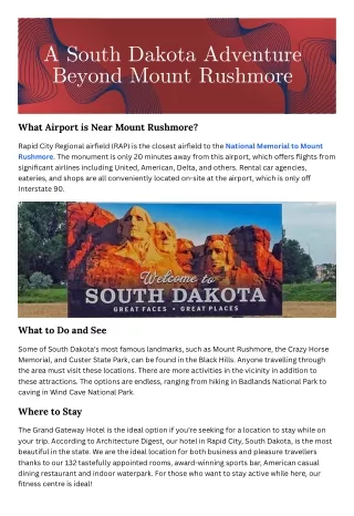A South Dakota Adventure Beyond Mount Rushmore